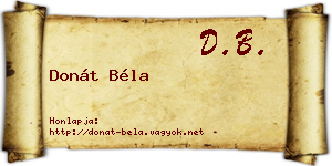 Donát Béla névjegykártya